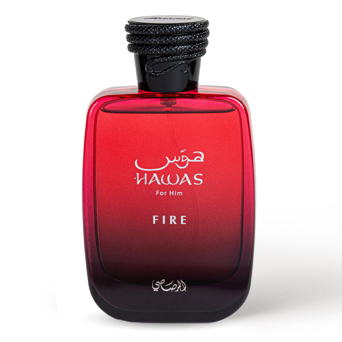 Frasco original rojo de Hawas Fire, perfume de referencia